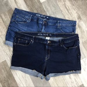 Ava & Viv 2 Pairs Denim Cuffed Jean Shorts